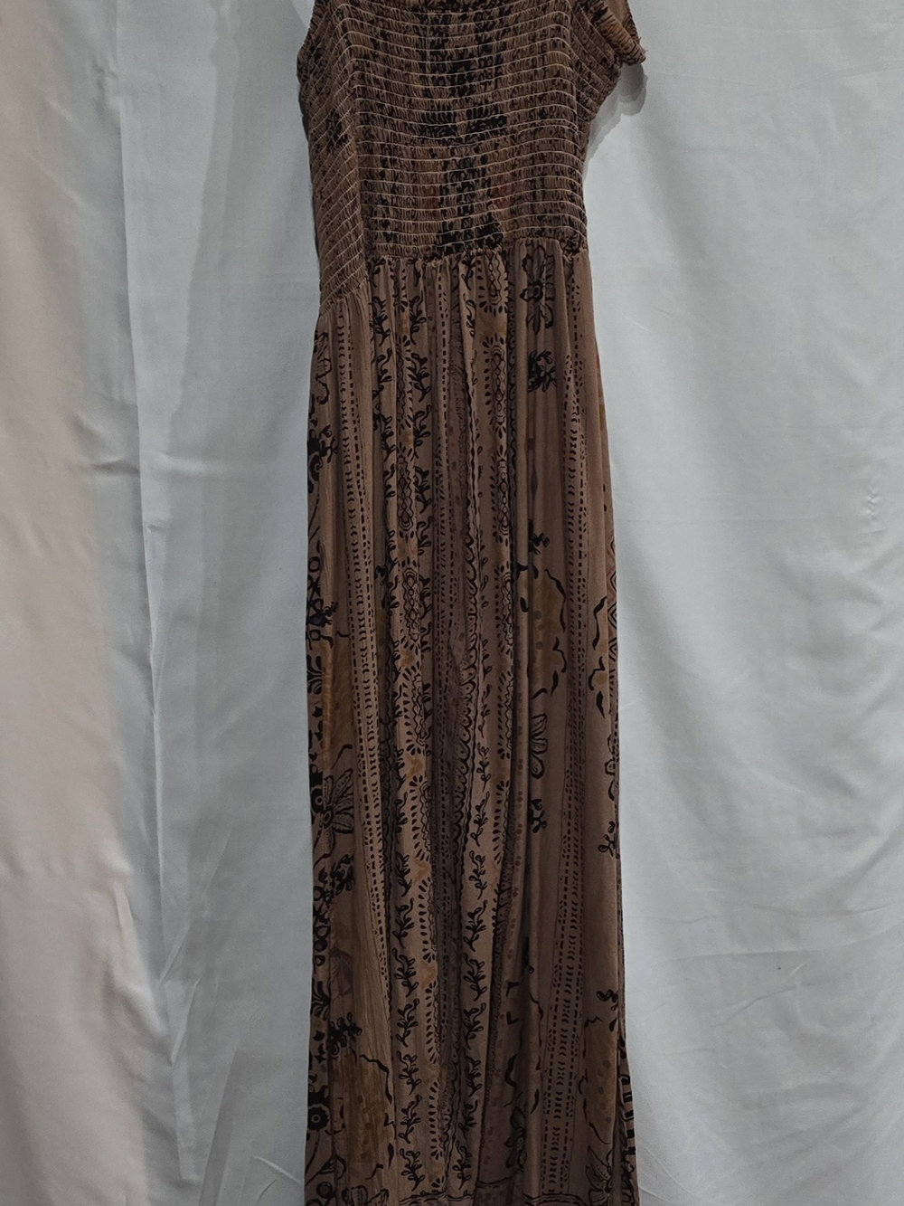 Angie Brown Cami Maxi Dress Black Paisley, Scrolling Floral Borders M - Picture 7 of 7